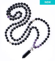 New black onyx mala bead necklace